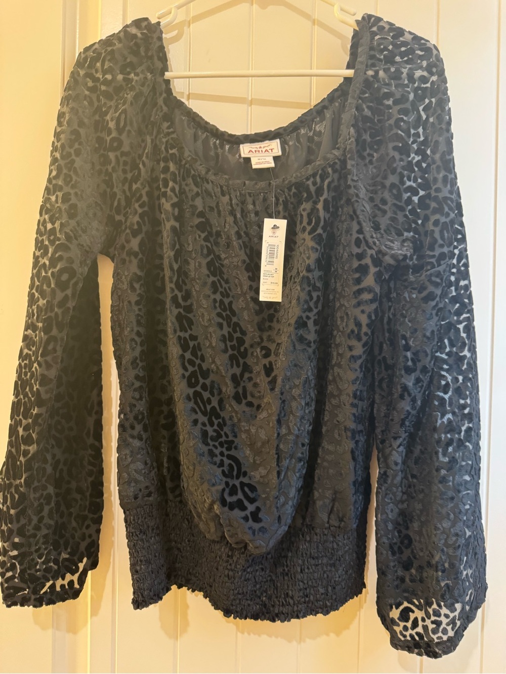 Ariat Black Velvet Burnout Peasant Blouse